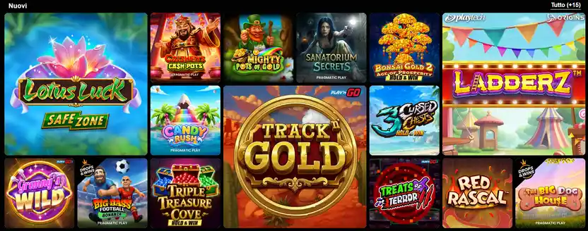 Selezione di slot machine e giochi da casinò disponibili su GratoWin